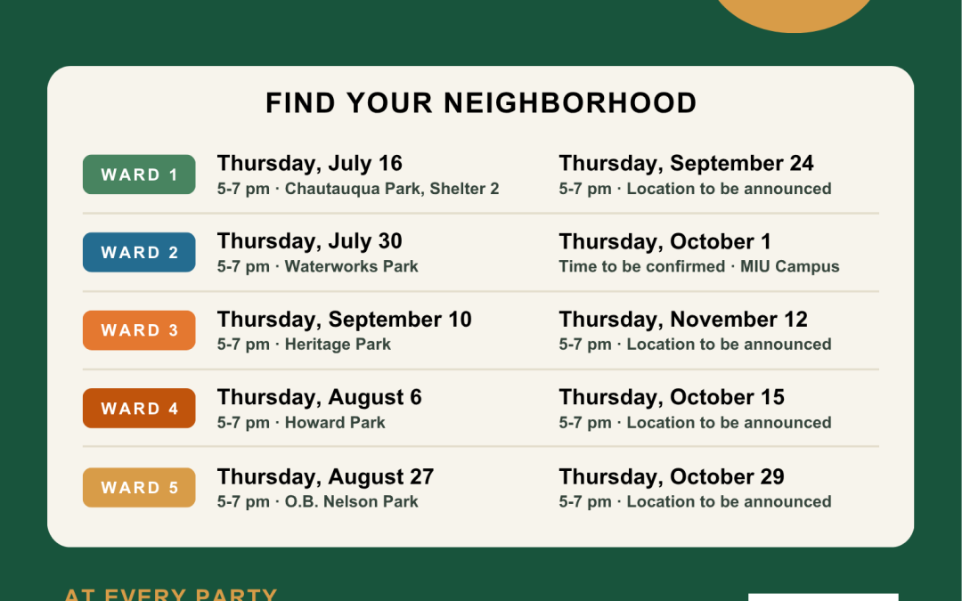 Community Block Parties, all summer and fall